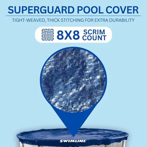 Vista 4 de Swimline Hydrotools Super Guard - Cubierta resistente de 31 pies, de color azul/negro, con cabrestante y cable, protección ultravioleta