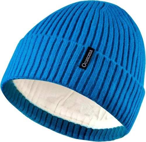 Vista 11 de Ocatoma Gorro para hombre y mujer, cálido gorro de invierno tejido con puños, suave y cálido, gorro de esquí unisex Camello gris
