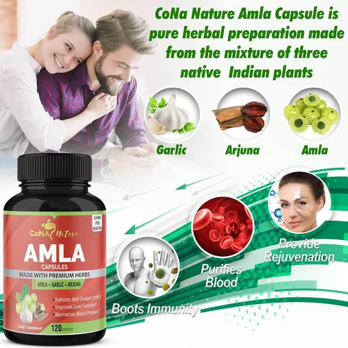 Vista 5 de Cápsulas orgánicas Amla de 2250 mg y Arjuna, Ajo Suplementos naturales de vitamina C, altos antioxidantes, rejuvenecedor Apoya la inmunidad