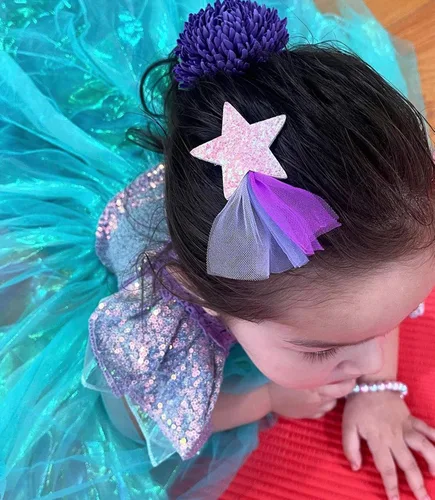 Vista 6 de VORLITS Disfraz de sirena para niñas, disfraz de princesa con accesorios