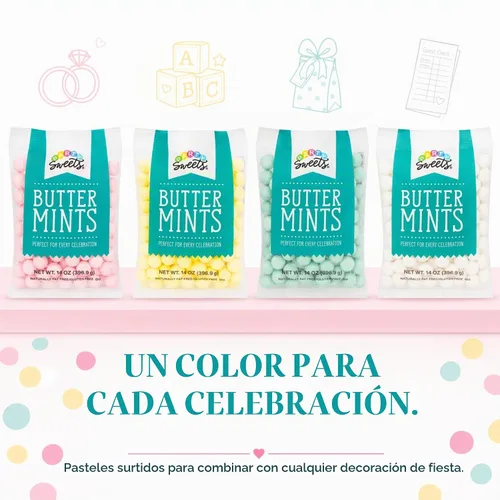 Vista 5 de Party Sweets Surtido de menta pastel, 14 onzas, Appx. 100 piezas de Hospitality Mints