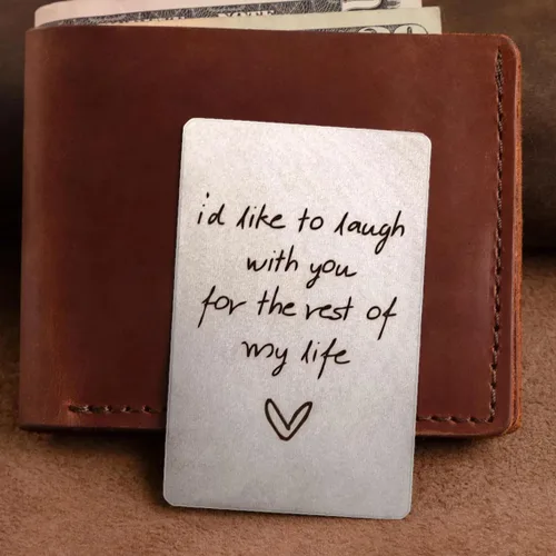 Vista 3 de Custom Engraved Wallet Card – Personalized Metal Wallet Insert Gift for Him, Dad, Husband/Laser engraved or Printed with Text or Photos