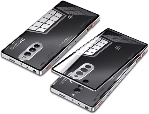 Vista 9 de QUIETIP Funda compatible con Red Magic 8 Pro / 8S Pro con protector de pantalla, marco de metal + cubierta trasera de vidrio templado transparente