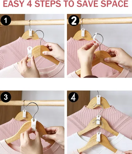 Vista 6 de 100 conectores para colgar ropa, extensores de plástico resistentes, ganchos de conexión de terciopelo, ganchos de suspensión en cascada para 100