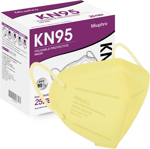 Vista 8 de Miuphro KN95 - Paquete de 25 mascarillas desechables de seguridad transpirables de 5 capas contra PM2.5, máscara desechable de protección Negro