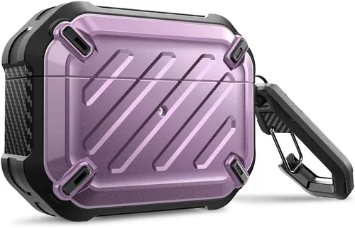 Vista 8 de SupCase - Estuche para Airpods Pro Serie Pro Unicorn Beetle, resistente carcasa de protección completa con mosquetón para Airpods Pro de Apple Negro