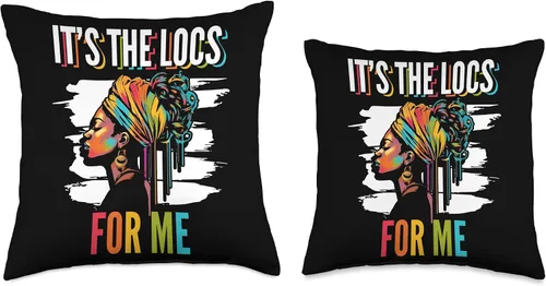 Vista 3 de Locs Afro Dreadlocks Love Natural Beauty Hair It's the Locs for Me Afro Hair Black American African Girl Throw Pillow, 16x16, Multicolor