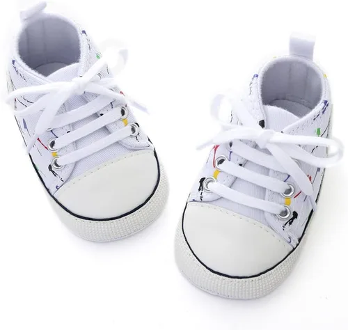 Vista 3 de Zapatos unisex para bebés, niñas y niños, suela suave, lona para recién nacidos, primeros pasos, zapatillas altas antideslizantes