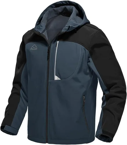 Vista 11 de Gopune Chaqueta Ligera de Carcasa Suave para Hombre con Forro Polar Impermeable con Capucha para Senderismo Chaqueta de Invierno