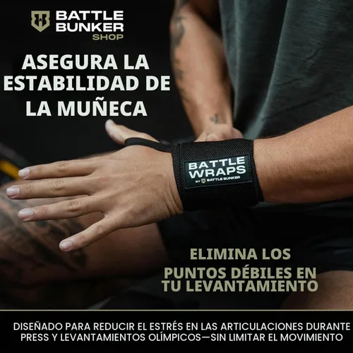 Vista 3 de Battle Bunker Wrist Wraps for Weightlifting - Heavy Duty Wrist Support Negro