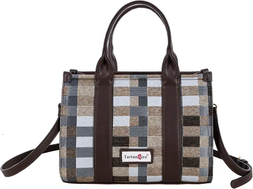 Vista 12 de Bolso a cuadros para mujer, bolso a cuadros con asa superior, bolsa de trabajo, bolsa de hombro cruzada para viajes de oficina