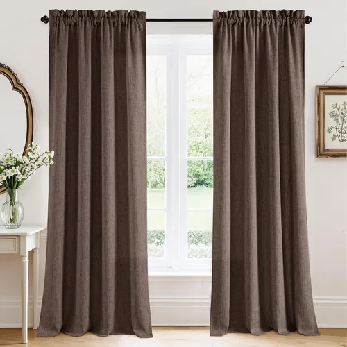 Vista 19 de RYB HOME - Cortinas de lino texturizado semitranslúcidas, privacidad media, filtro de luz, decoración de ventana para dormitorio/baño/sala de estar