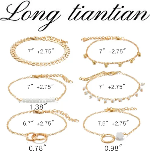 Vista 79 de Long tiantian Pulsera de oro gruesa para mujer, pulseras de oro delicadas, pulseras para mujer, pulseras apilables de eslabones de cadena