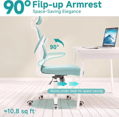 Vista 3 de Silla de oficina ergonómica, silla de juegos, silla de escritorio azul