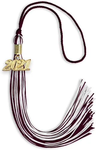 Vista 347 de Endea Graduation - Borla de doble color mixto con fecha dorada (negro/dorado antiguo, 2021)