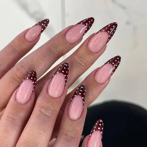 Vista 18 de IMSOHOT Uñas postizas a presión con forma de almendra, francesas, color azul medio, uñas postizas degradadas con purpurina con diseños de diamantes