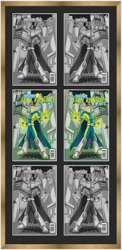 Vista 129 de Marco de cómic blanco mate para cómics publicado entre 1938 y 1955 (marco de madera maciza de cómic de la edad dorada) hecho para mostrar 4 cómics