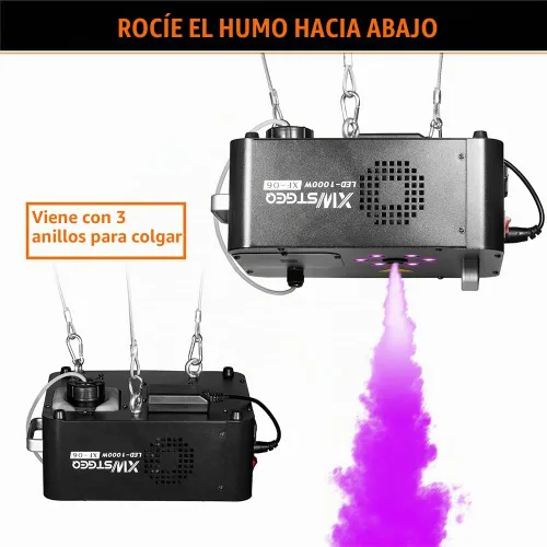 Vista 3 de XWSTGEQ 1000W Máquina de humo de niebla vertical con luces LED control remoto inalámbrico