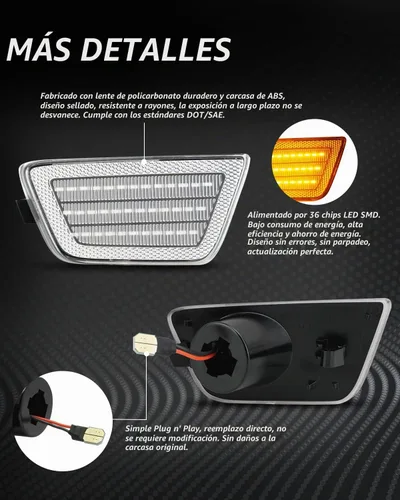 Vista 2 de Ensemble de luces de marcador lateral LED Bestview, lámparas de señal de estacionamiento para parachoques delantero compatibles para Chevy Cruze