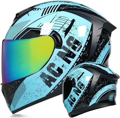 Vista 14 de Cascos de motocicleta de cara completa, casco de motocicleta aprobado por ECE/DOT con viseras dobles, casco de motocicleta de cara completa para J