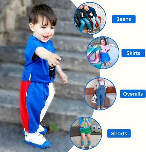 Vista 4 de HAPPY NOCNOC - Zapatos para niños y niñas, tenis de lona con doble gancho y bucles con suela de color caramelo