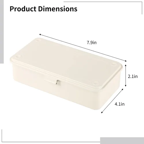Vista 3 de OMISTAR Caja de almacenamiento de acero con tapa con bisagras, contenedor de metal para sellos de álbumes de recortes, caja de herramientas de metal