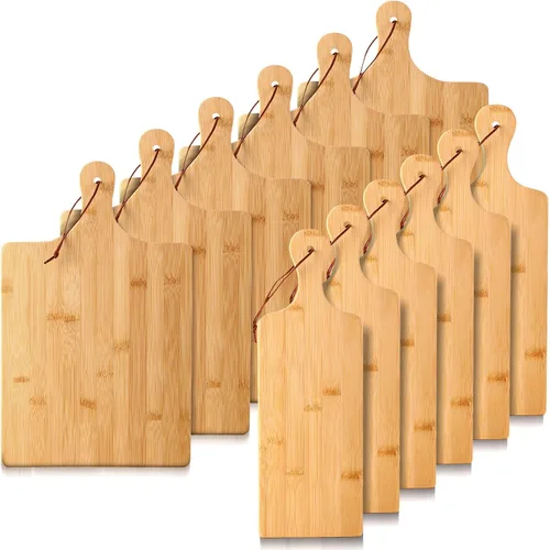 Vista 10 de Tanlade Juego de 6 tablas de cortar de madera con asa, tabla de cortar para servir, bloque de corte de carnicero para San Valentín, Día de la Madre