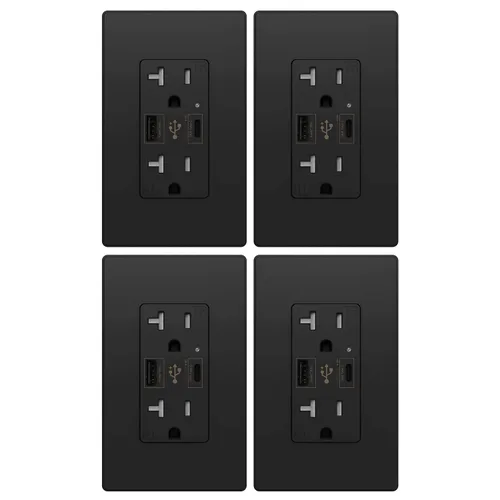 Vista 13 de Micmi USB C + A PD Power Delivery 24W Toma de corriente dual de alta velocidad, capacidad de carga rápida inteligente, placa de pared resistente a