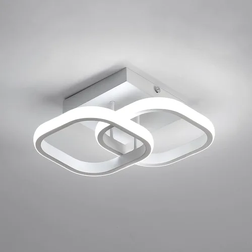 Vista 9 de Lámpara de techo LED moderna, 9 pulgadas, cuadrada, 6500 K, blanco frío, negro, mini lámpara de techo para pasillo, dormitorio, cocina, balcón