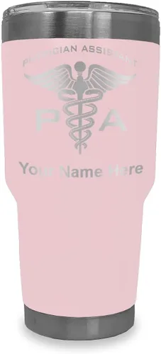 Vista 23 de LaserGram Vaso aislado al vacío de 20 onzas, asistente médico PA, grabado personalizado incluido (negro)