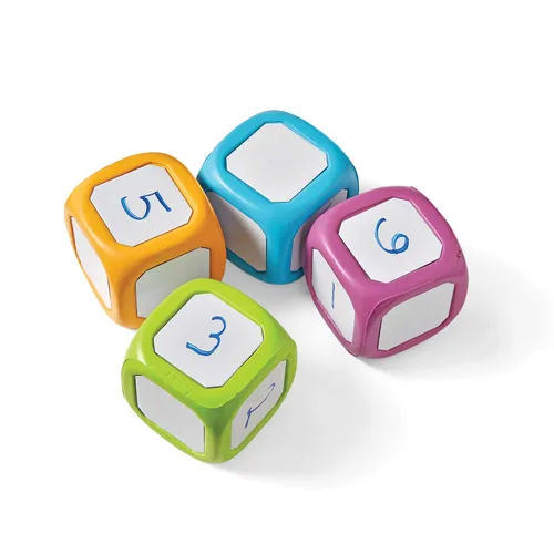 Vista 5 de hand2mind Dados pequeños de plástico para escribir y limpiar para niños de 5 a 8 años, superficie de borrado en seco en todos los lados, dibujar