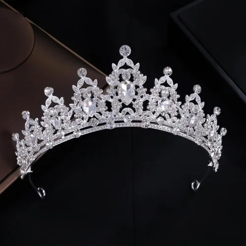 Vista 8 de Kamirola - Tiaras de corona para mujer, conjunto de tiara, aretes y collar de cristal para novia, fiesta de disfraces, Halloween, graduación