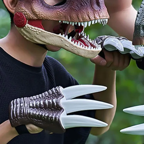 Vista 5 de Divertida máscara de dinosaurio con gorro de dinosaurio realista Scream