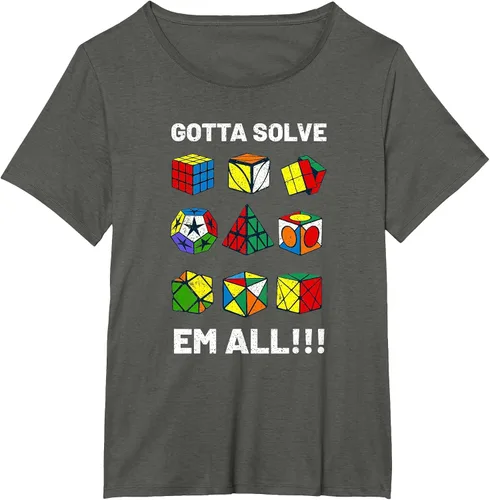 Vista 79 de Competitive Puzzle Cube Gotta Solve Em All Speed Cubing T-Shirt Asphalt Grey