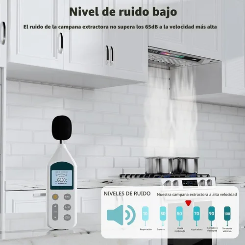 Vista 6 de BRANO Campana extractora de inserción, campana de ventilación de cocina integrada de 900 CFM con control de voz, gestos y táctil, ventilador