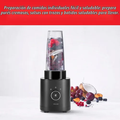 Vista 2 de ZWILLING Enfinigy - Licuadora personal, dientes de piraña con hoja cruzada para una mejor mezcla, batidos, batidos y más, taza de viaje a prueba