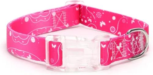 Vista 4 de Serijoars Collar de perro para cachorros con estampado floral para perros pequeños, medianos y grandes, con hebilla de liberación rápida para niñas