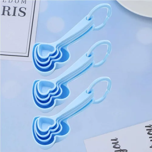 Vista 7 de Hemoton Cucharas medidoras de plástico con forma de corazón, cucharadita de postre cuchara para hornear de cocina