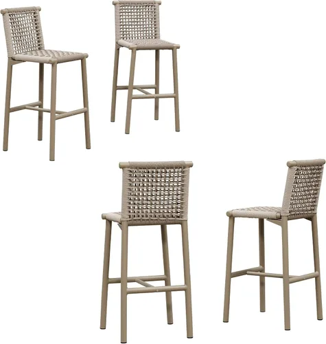 Vista 21 de PURPLE LEAF - Juego de 2 taburetes de bar con respaldo y reposabrazos Wraparound Cushioned Back and Arm, Powder-Coated Aluminum Frame