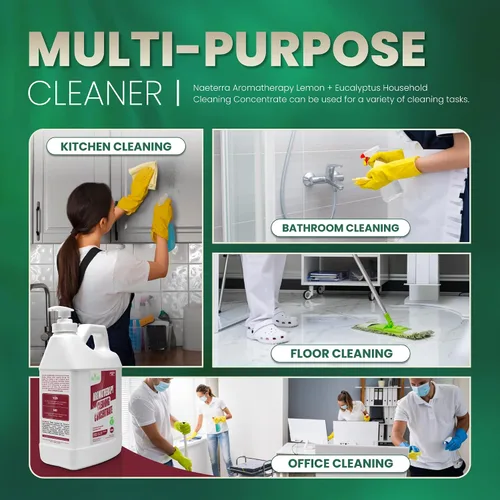 Vista 4 de Naeterra Aromatherapy Cleaning Concentrate 1 galón Limpiador multisuperficie Incluye toalla de microfibra y mezcla de aceites esenciales de 0.3