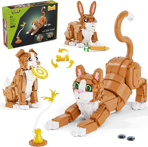 Vista 9 de Juego de construcción de gato esmoquin 3 en 1, construye un gato, perro o conejo