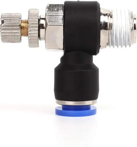 Vista 4 de SNS Empuje de la válvula de control de flujo de aire del codo de 90 grados para conectar la válvula de control de velocidad de ajuste 1/2 "tubo OD x
