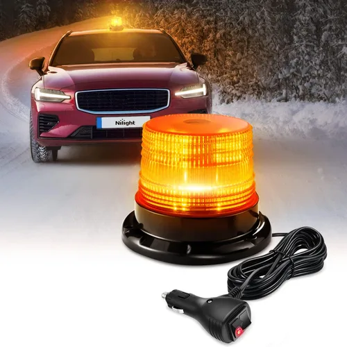 Vista 11 de Nilight 18 Luces Estroboscópicas LED Ámbar Blanco Inalámbricas Giratorias de Emergencia y Seguridad Luz Baliza Intermitente con Base de Montaje