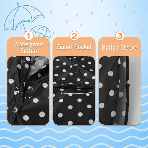 Vista 4 de SaphiRose Chaqueta ligera de lluvia para niños, impermeable para exteriores