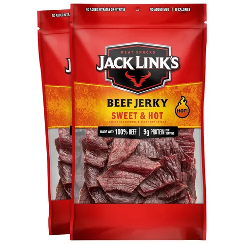 Vista 9 de Jack Link's Carne seca original, gran aperitivo diario, 0.35 oz de proteína y 80 calorías, hecha con 100% carne de res, 96% libre de grasa, sin MSG