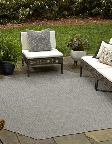 Vista 42 de Unique Loom Collection - Alfombra casual de transición sólida jaspeada para interiores y exteriores