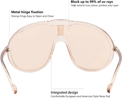 Vista 6 de GFUIARA Gafas de sol de gran tamaño de moda para mujeres y hombres, protección UV400
