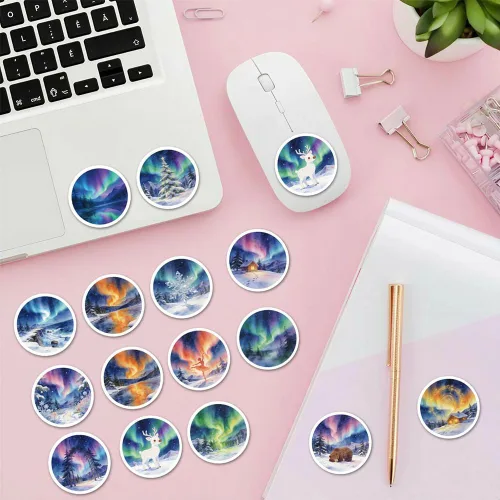 Vista 6 de Aurora Stickers 50Pcs Polar Lights Waterproof Vinyl Decals