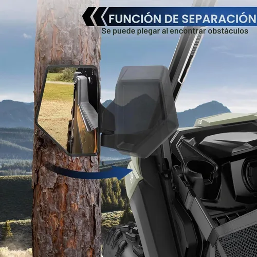 Vista 6 de Espejo Defender, espejo lateral UTV para sin puerta y puerta media y puerta completa, espejos UTV ajustables compatibles con Can Am Defender HD5 HD7
