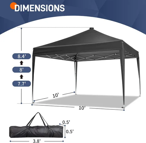 Vista 5 de Outvita Tienda de campaña solar desplegable de 10 x 10 pies con luces LED de meteoritos, bolsa de transporte instantánea al aire libre y paredes